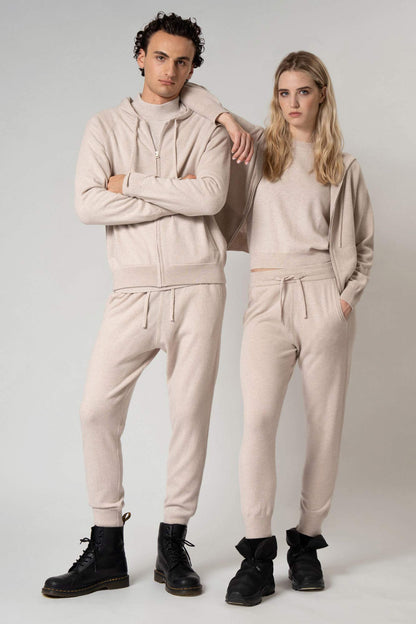 Pantaloni Jogging Unisex in Puro Cashmere Avena