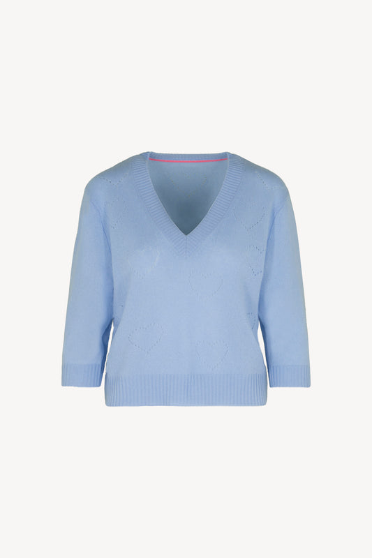 V 3/4 Hearts Pure Cashmere Sweater