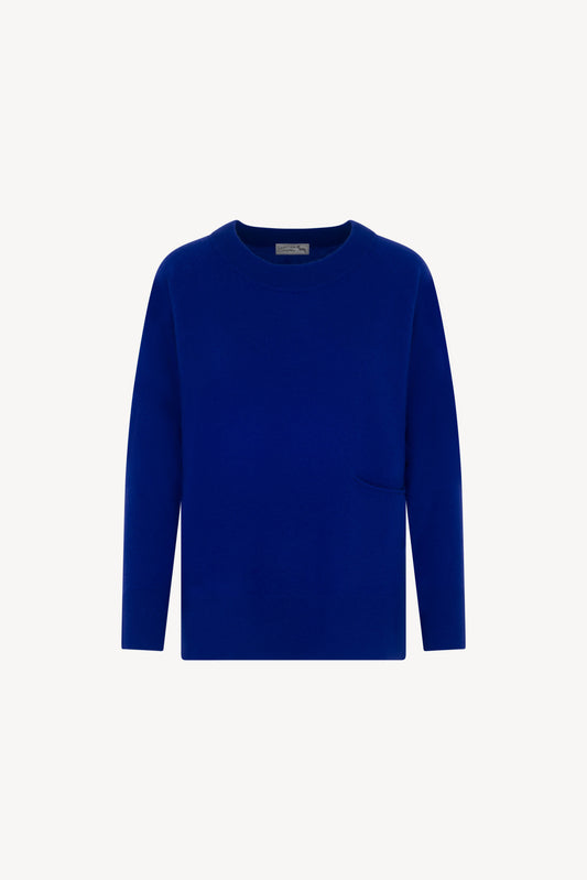 Pure Cashmere Raglan Sweater with Pocket Solid Color