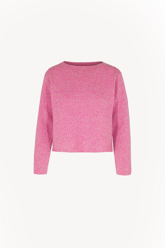 Pure Cashmere Cropped Boat Neck Mouline